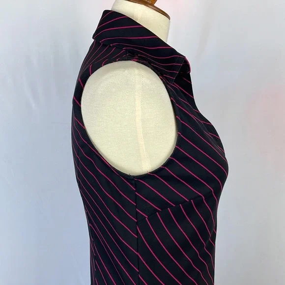 Express Black and Magenta Diagonal Striped Sleeveless Dress - Size 1/2 Juniors - Picture 10 of 12